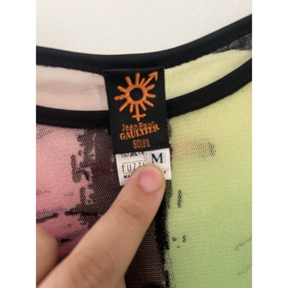 RARE Vtg Jean Paul Gaultier Soleil Y2K Sheer Mesh Long Sleeve Top Shirt M Surf - Picture 4 of 6